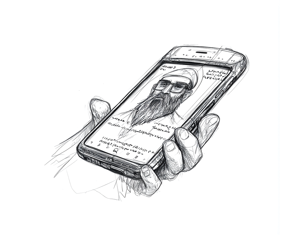 איור של שו"ת בינה מלאכותית בסמארטפון