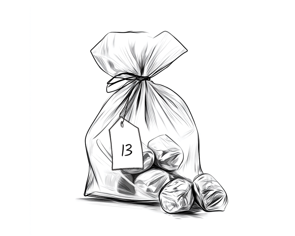 איור של שקית סוכריות לזריקה בבר מצווה